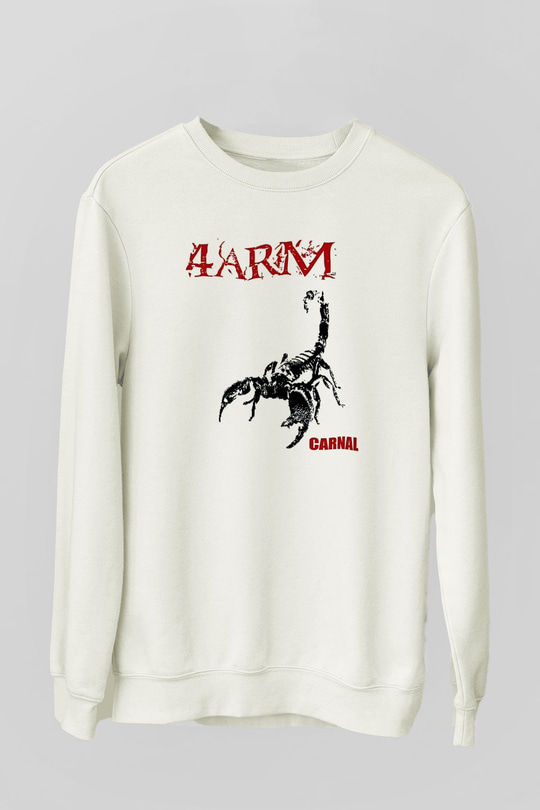 4arm Baskılı Beyaz Unisex Sweatshirt