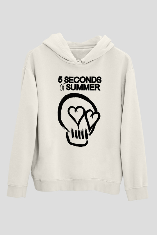 5 Seconds Of Summer Skull Logo Beyaz Unisex Kapşonlu Sweatshirt