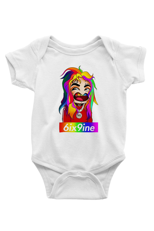 6ix9ine Baskılı Beyaz Unisex Bebek Body - Zıbın