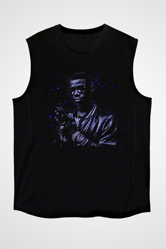 A Boosie Wit Da Hoodie Baskılı Unisex Siyah Kolsuz Tişört - Tshirt