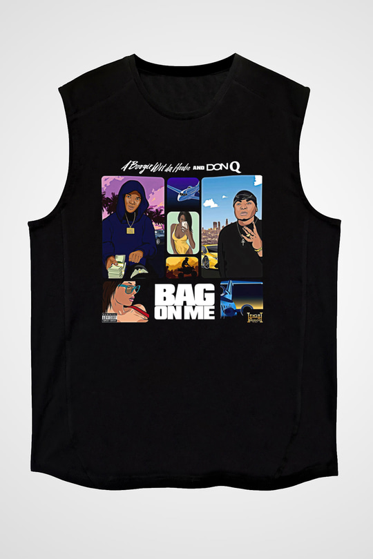 A Boosie Wit Da Hoodie Baskılı Unisex Siyah Kolsuz Tişört - Tshirt
