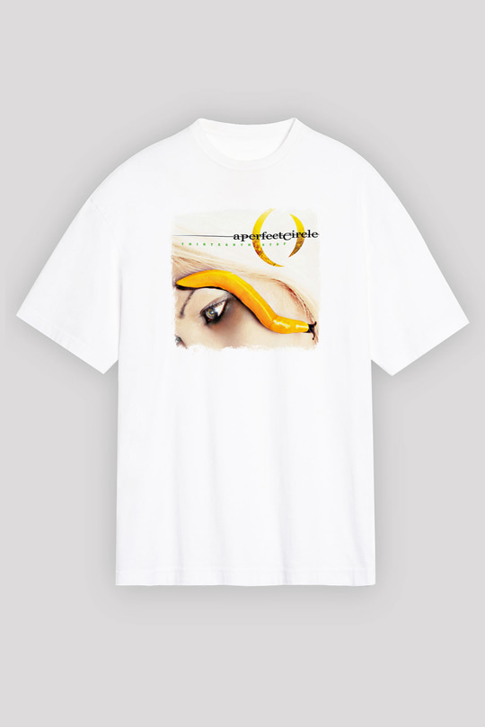 A Perfect Circle Baskılı Unisex Beyaz Oversize Tişört