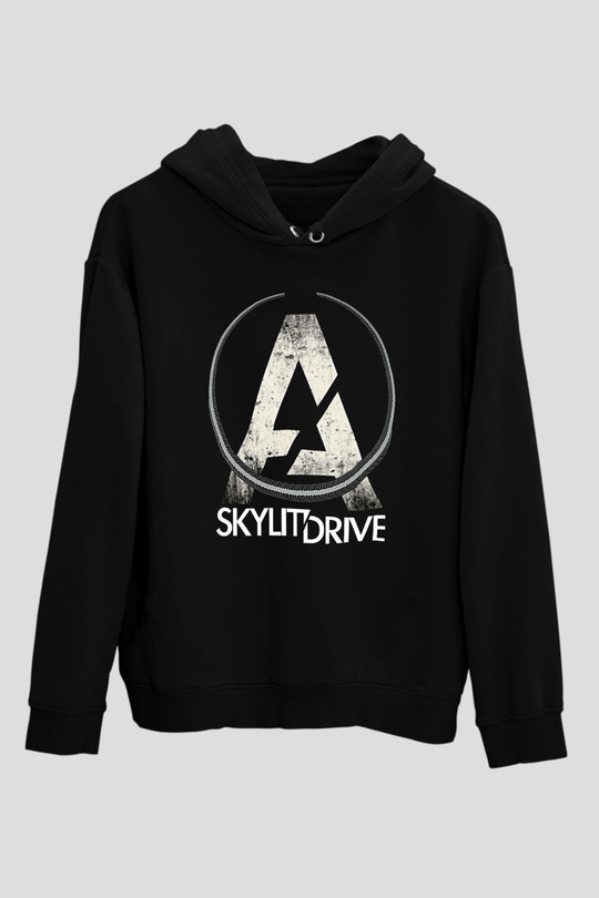 A Skylit Drive Baskılı Unisex Siyah Hoodie