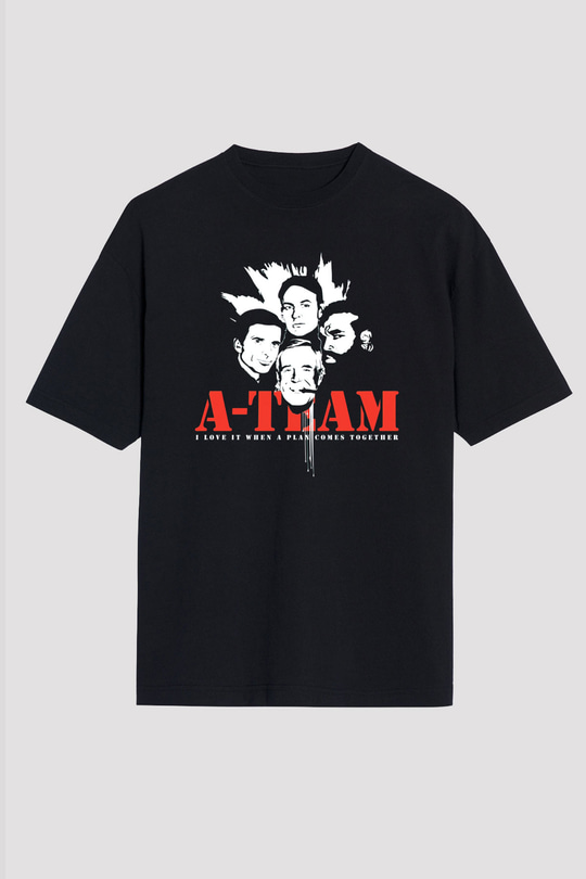 A-Team Siyah Unisex Oversize Tişört T-Shirt