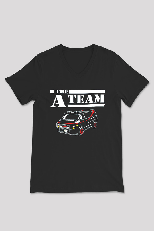 A-Team Siyah Unisex V Yaka Tişört