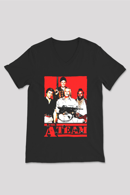 A-Team Siyah Unisex V Yaka Tişört