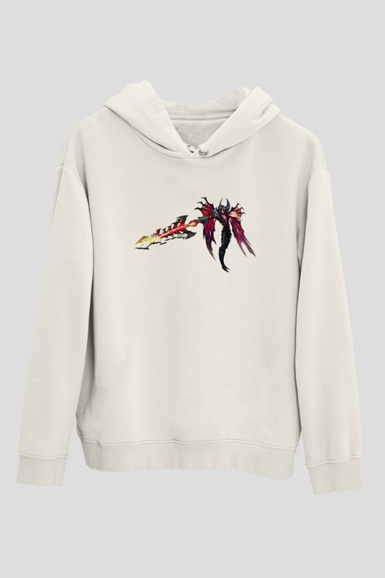 Aatrox James Baskılı Beyaz Unisex Kapüşonlu Sweatshirt