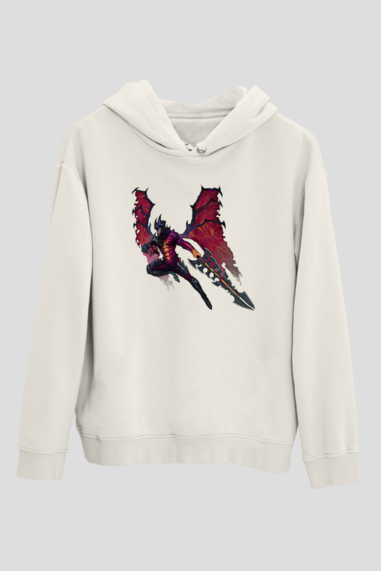 Aatrox James Baskılı Beyaz Unisex Kapüşonlu Sweatshirt