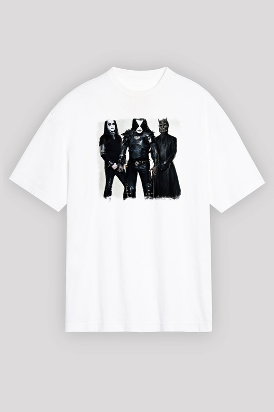 Abbath Baskılı Unisex Beyaz Oversize Tişört