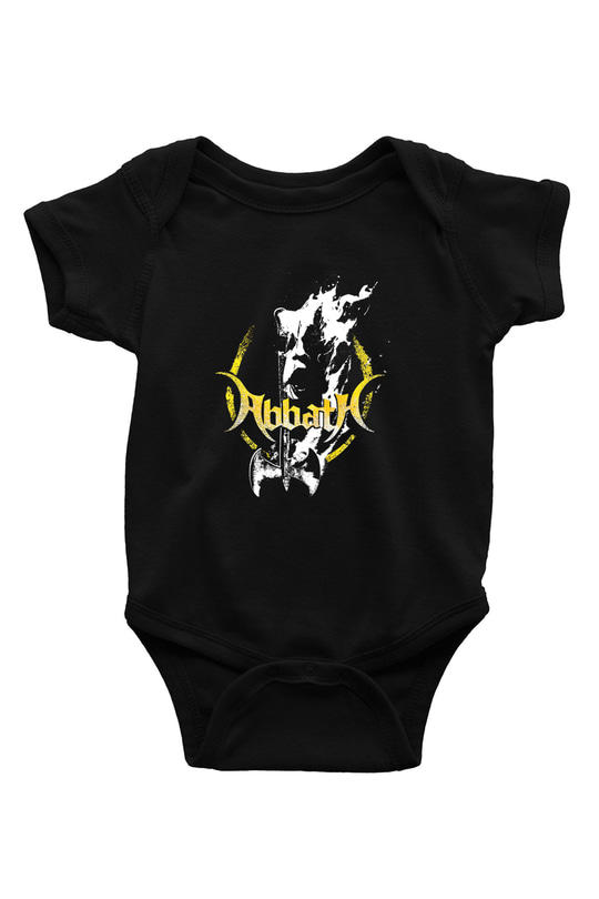 Abbath Baskılı Unisex Siyah Bebek Body - Zıbın