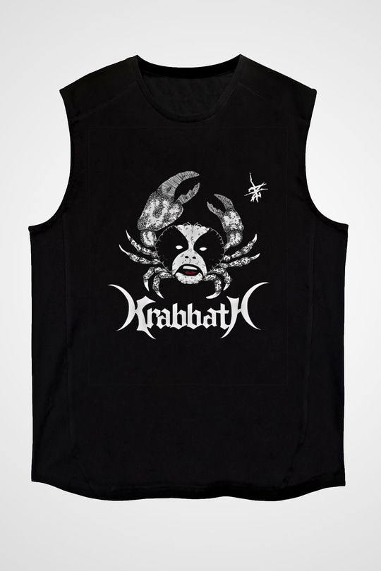 Abbath Baskılı Unisex Siyah Kolsuz Tişört