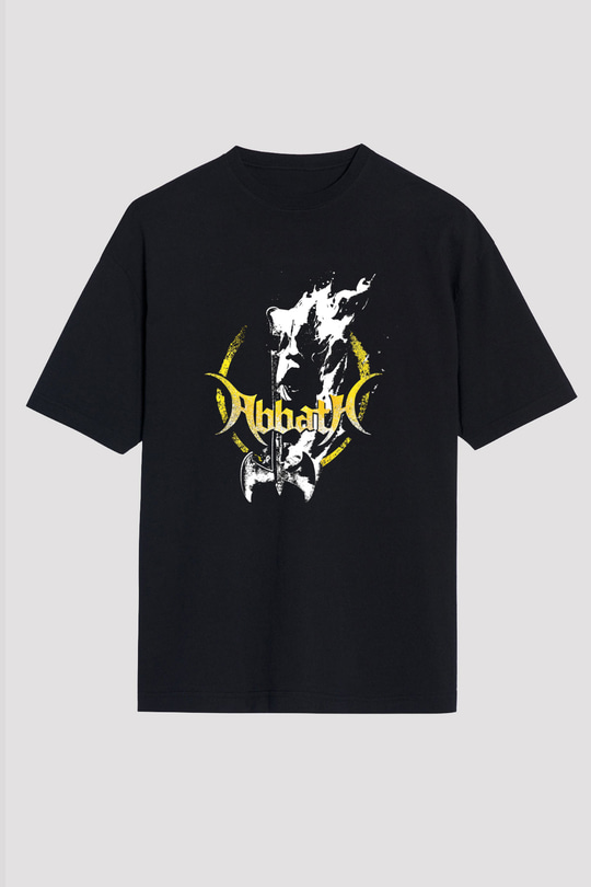 Abbath Baskılı Unisex Siyah Oversize Tişört