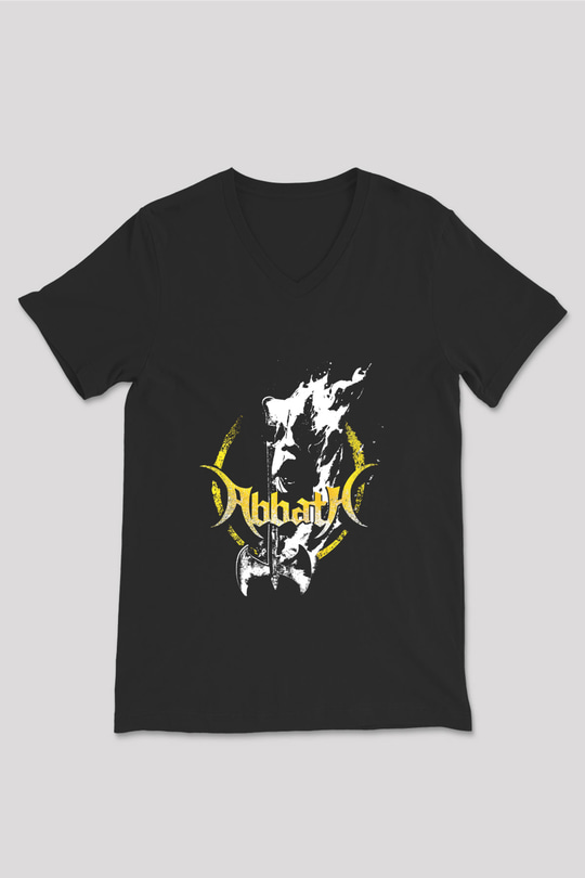 Abbath Baskılı Unisex Siyah V Yaka Tişört