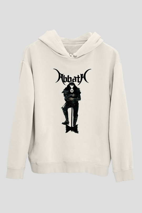 Abbath Beyaz Unisex Kapşonlu Sweatshirt