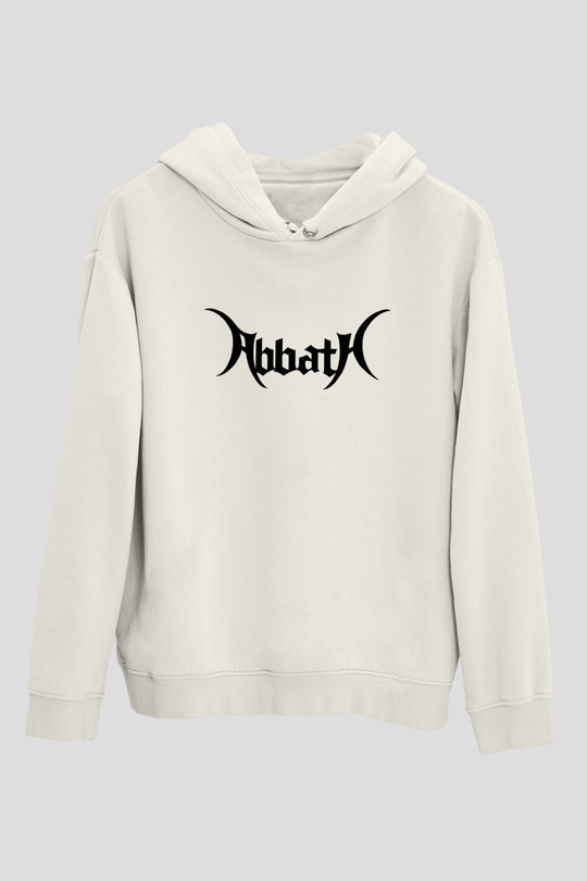 Abbath Beyaz Unisex Kapşonlu Sweatshirt