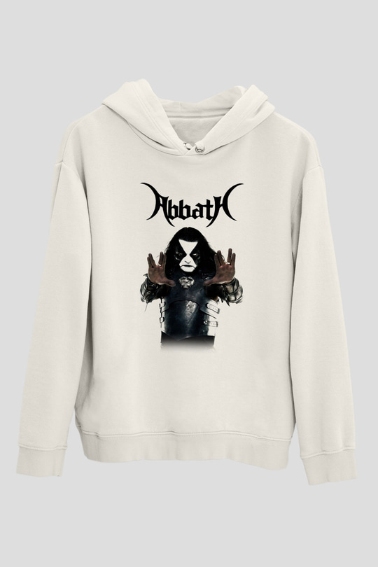 Abbath Beyaz Unisex Kapşonlu Sweatshirt
