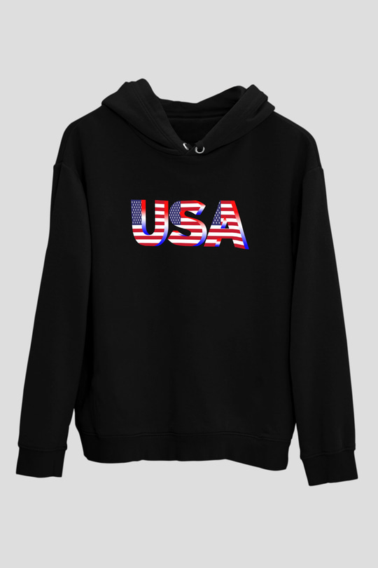 ABD Siyah Unisex Hoodie