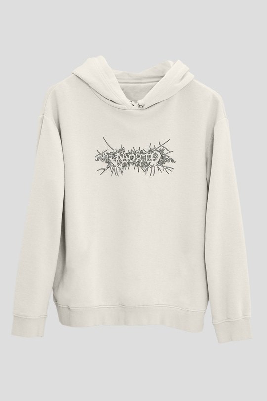Aborted Baskılı Unisex Beyaz Hoodie