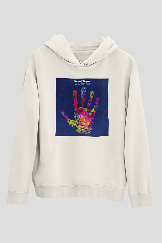 Above and Beyond Beyaz Unisex Kapşonlu Sweatshirt
