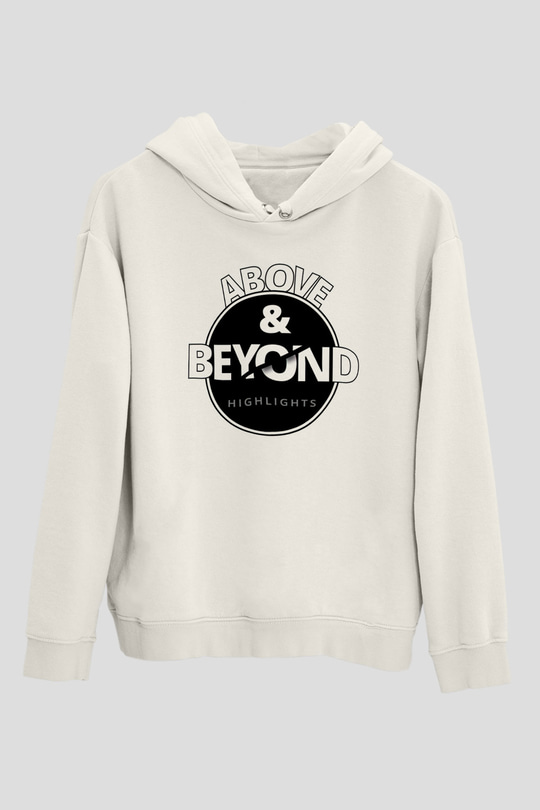 Above and Beyond Beyaz Unisex Kapüşonlu Sweatshirt