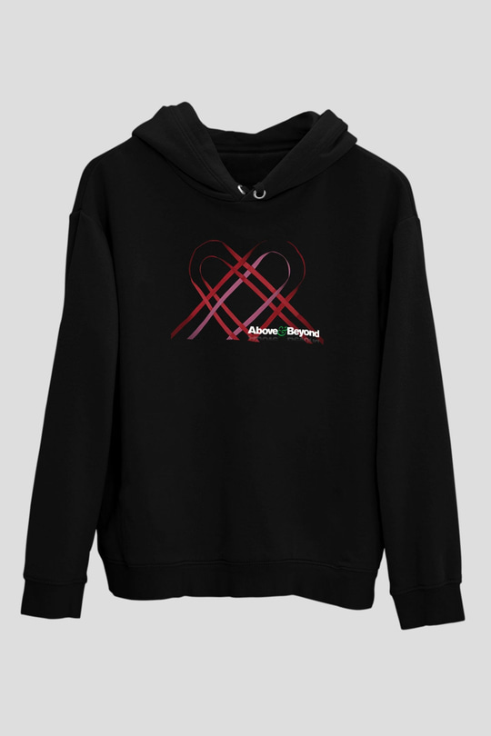 Above and Beyond Siyah Unisex Kapüşonlu Sweatshirt