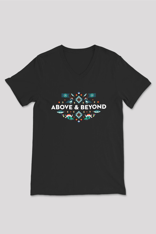 Above and Beyond Siyah Unisex V Yaka Tişört T-Shirt