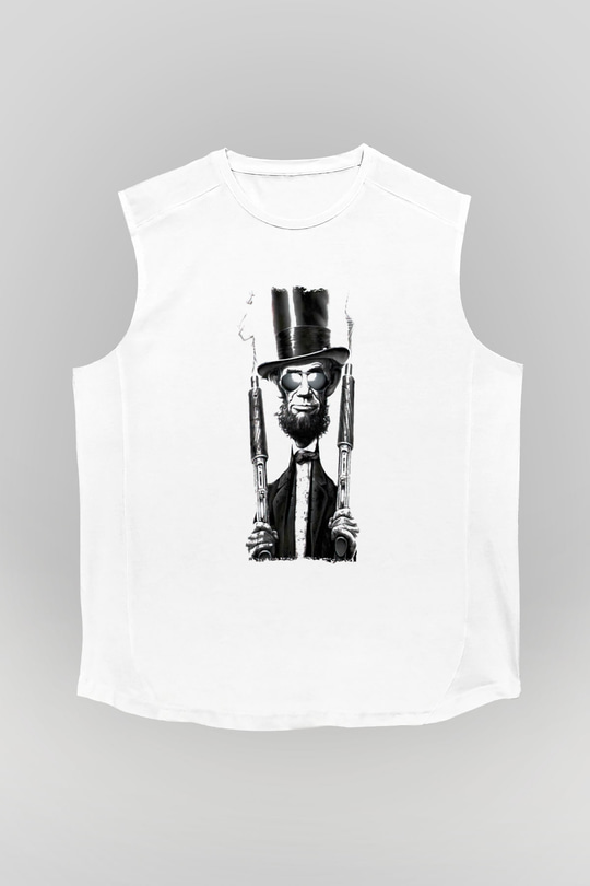 Abraham Lincoln Beyaz Unisex Kolsuz Tişört