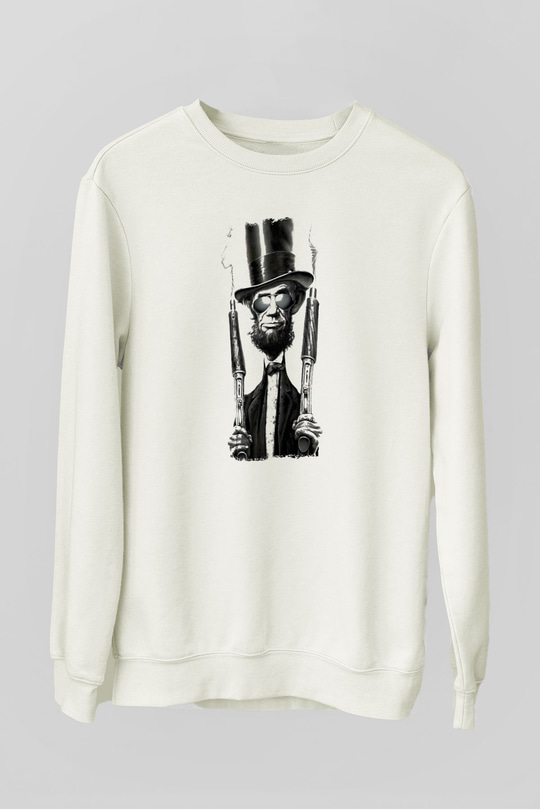 Abraham Lincoln Beyaz Unisex Sweatshirt