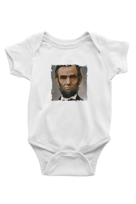 Abraham Lincoln Unisex Baskılı Beyaz Bebek Body - Zıbın