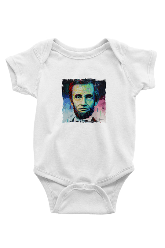 Abraham Lincoln Unisex Baskılı Beyaz Bebek Body - Zıbın