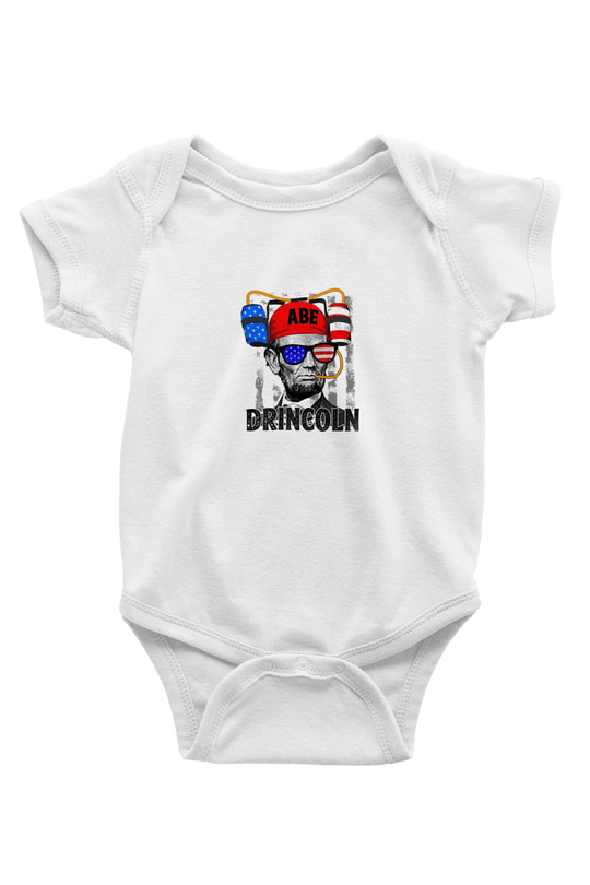 Abraham Lincoln Unisex Baskılı Beyaz Bebek Body - Zıbın