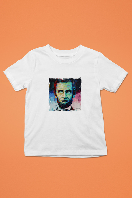 Abraham Lincoln Unisex Baskılı Beyaz Çocuk Tişört