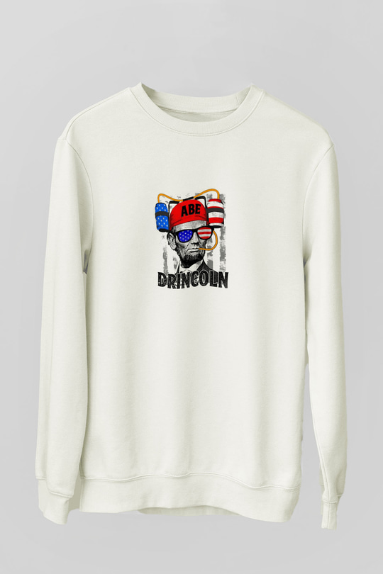 Abraham Lincoln Unisex Baskılı Beyaz Sweatshirt