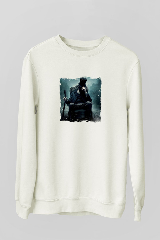 Abraham Lincoln Unisex Baskılı Beyaz Sweatshirt