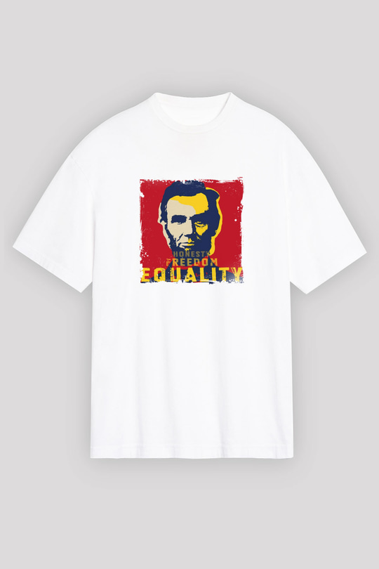 Abraham Lincoln Unisex Baskılı Beyaz Tişört