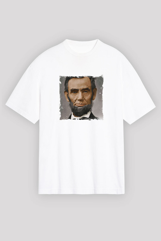 Abraham Lincoln Unisex Baskılı Beyaz Tişört