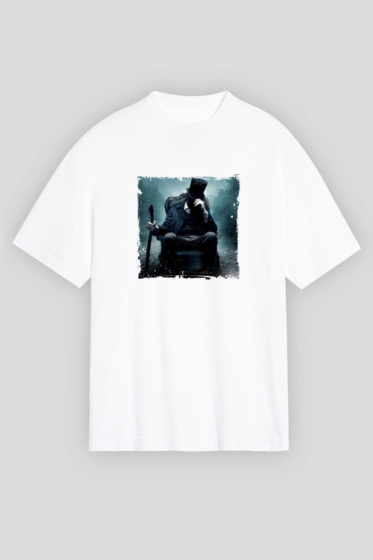 Abraham Lincoln Unisex Baskılı Beyaz Tişört