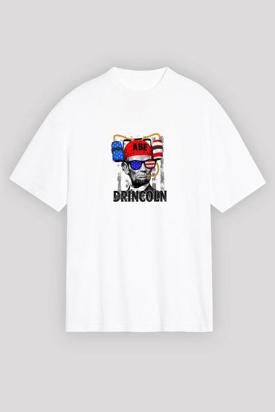 Abraham Lincoln Unisex Baskılı Beyaz Tişört