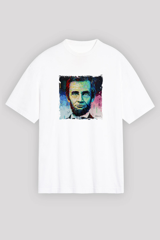 Abraham Lincoln Unisex Baskılı Beyaz Tişört