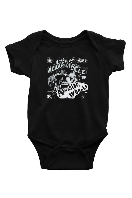 Abrasive Wheels Baskılı Unisex Siyah Bebek Body - Zıbın