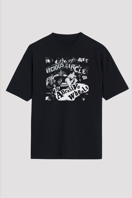 Abrasive Wheels Baskılı Unisex Siyah Oversize Tişört - Tshirt