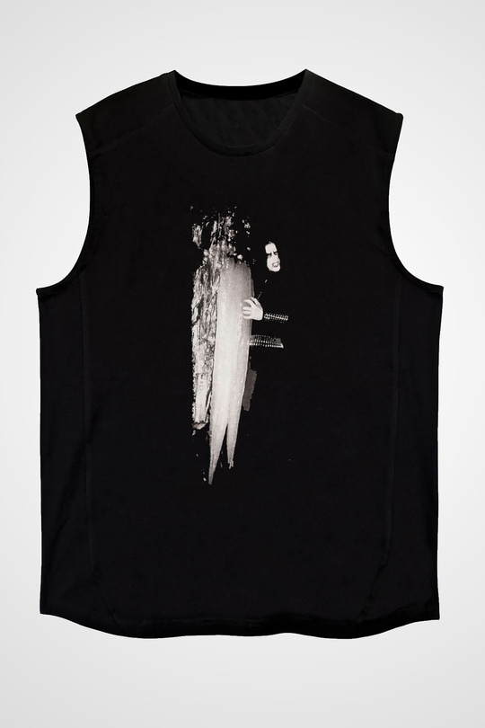Abruptum Baskılı Unisex Siyah Kolsuz Tişört - Tshirt