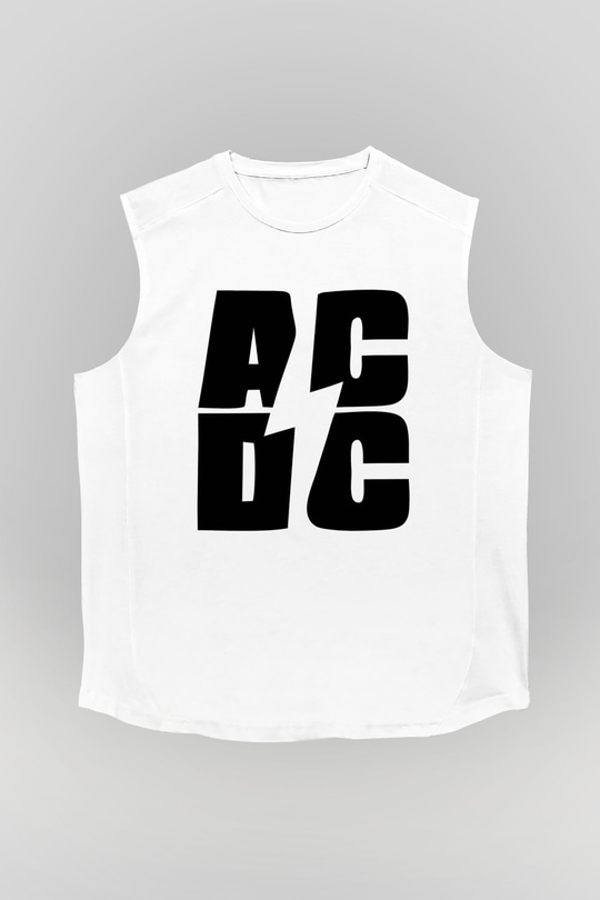 AC DC Beyaz Unisex Kolsuz Tişört