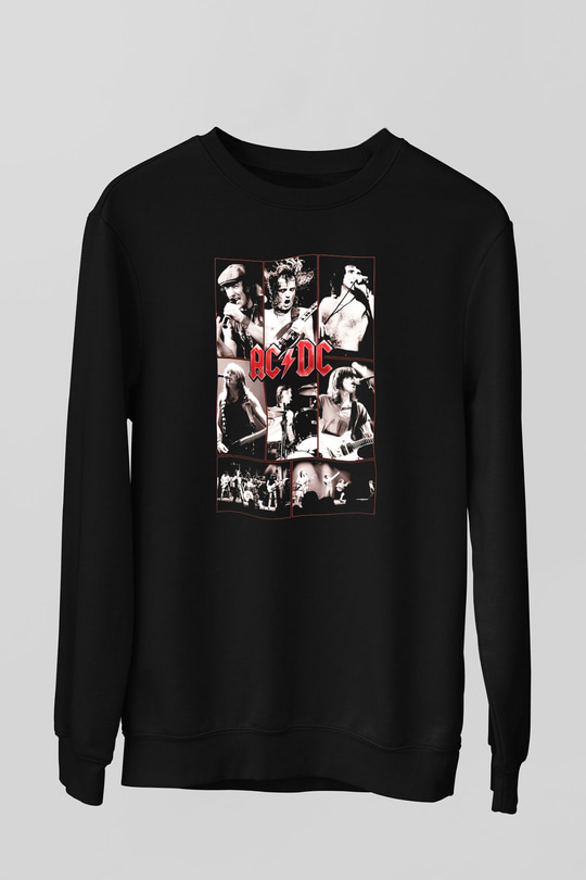 AC DC Brian Johnson Angus Young Siyah Unisex Sweatshirt