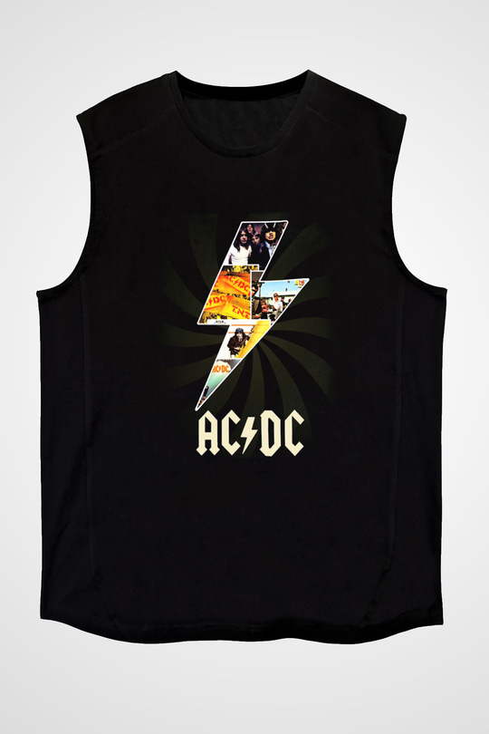 AC DC Thunderbolt Siyah Unisex Kolsuz Tişört