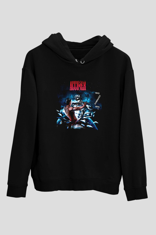 Accuser Baskılı Unisex Siyah Hoodie