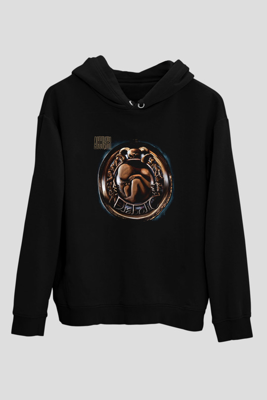 Accuser Baskılı Unisex Siyah Hoodie