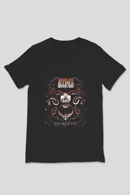 Accuser Siyah Unisex V Yaka Tişört T-Shirt