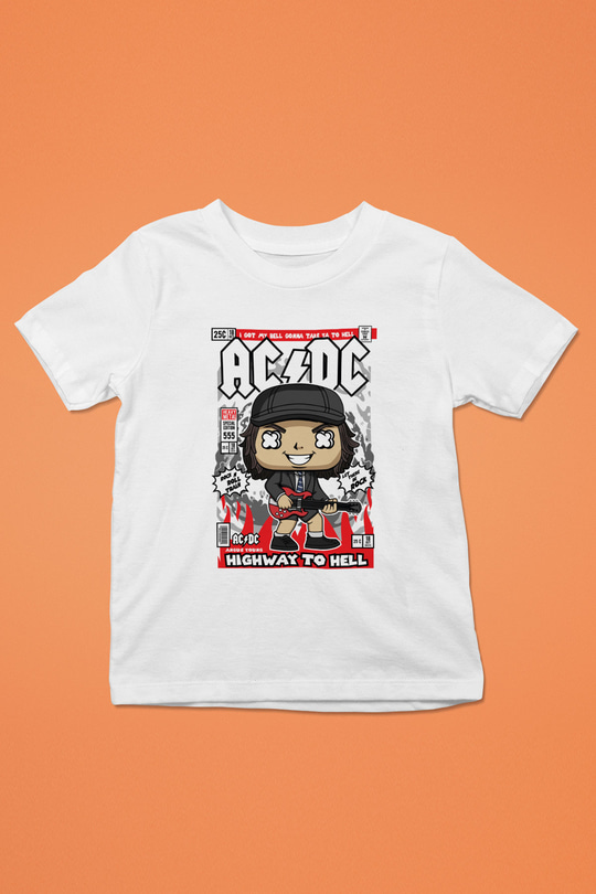 ACDC Baskılı Unisex Beyaz Çocuk Tişört