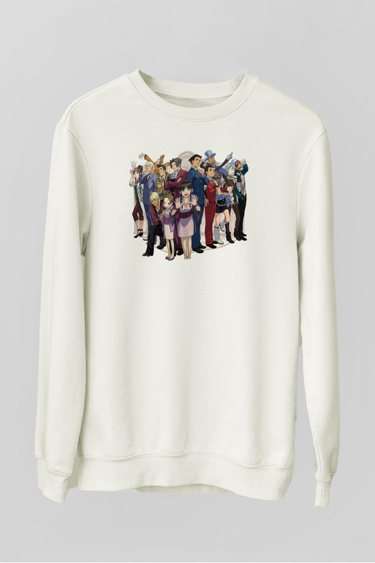 Ace Attorney Beyaz Unisex Sweatshirt